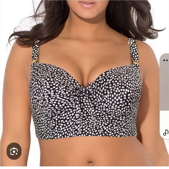 Smart & Sexy Women’s Busted  Tankini Top 36DD NWT B&W - Picture 1 of 14